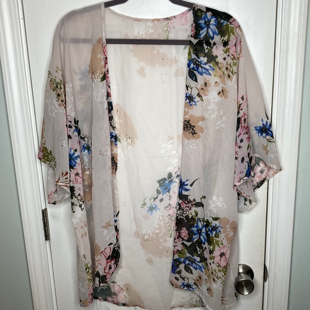 Sheer floral robe/cover up kimono
